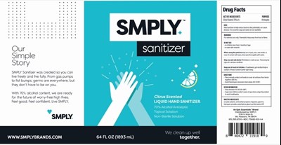 Smply 70 Citrus Liquid Hand Sanitizer (Smply 70 Liq Citrus 64oz)